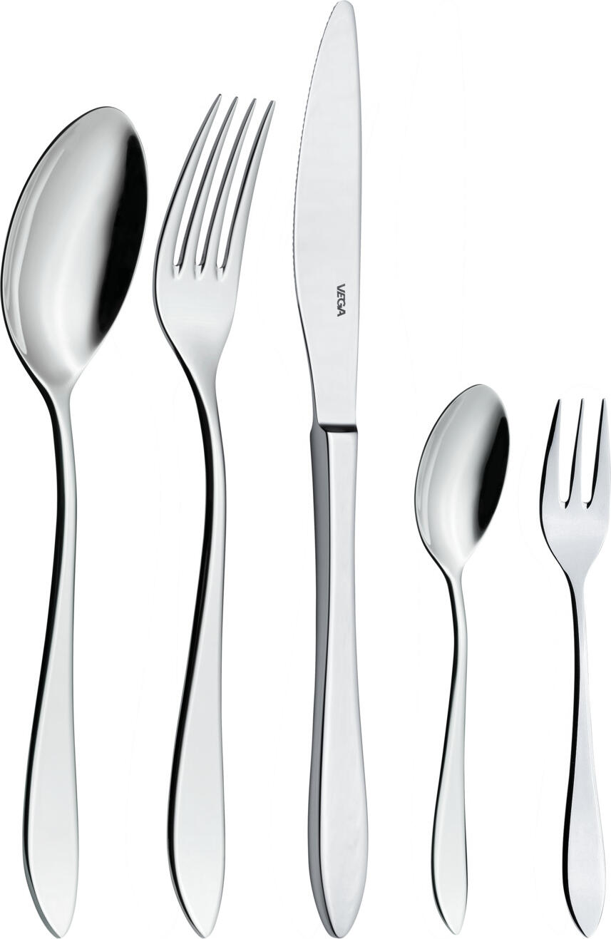 VEGA LUSINI Solutions GmbH Sample set of cutlery Salerno 5-piece Mustergarnitur Besteck Salerno 5-teilig Sample set of cutlery Salerno 5-piece; silver, handle silver Mustergarnitur Besteck Salerno 5-teilig; silber, Griff silber Use our sample service. The following samples are included: Table spoon Table fork Table knife Mono. 13/0 Coffee spoon Cake fork Sample items are priced with a nominal charge, if you are not satisfied we will refund the nominal charge. Please contact our customer service. Nutzen Sie unseren Musterservice. Folgende Muster sind enthalten: Menülöffel Menügabel Menümesser Mono. 13/0 Kaffeelöffel Kuchengabel Musterartikel sind mit einer Schutzgebühr bepreist, bei Nichtgefallen erstatten wir Ihnen die Schutzgebühr zurück. Bitte nehmen Sie hierzu Kontakt zu unserem Kundenservice auf.