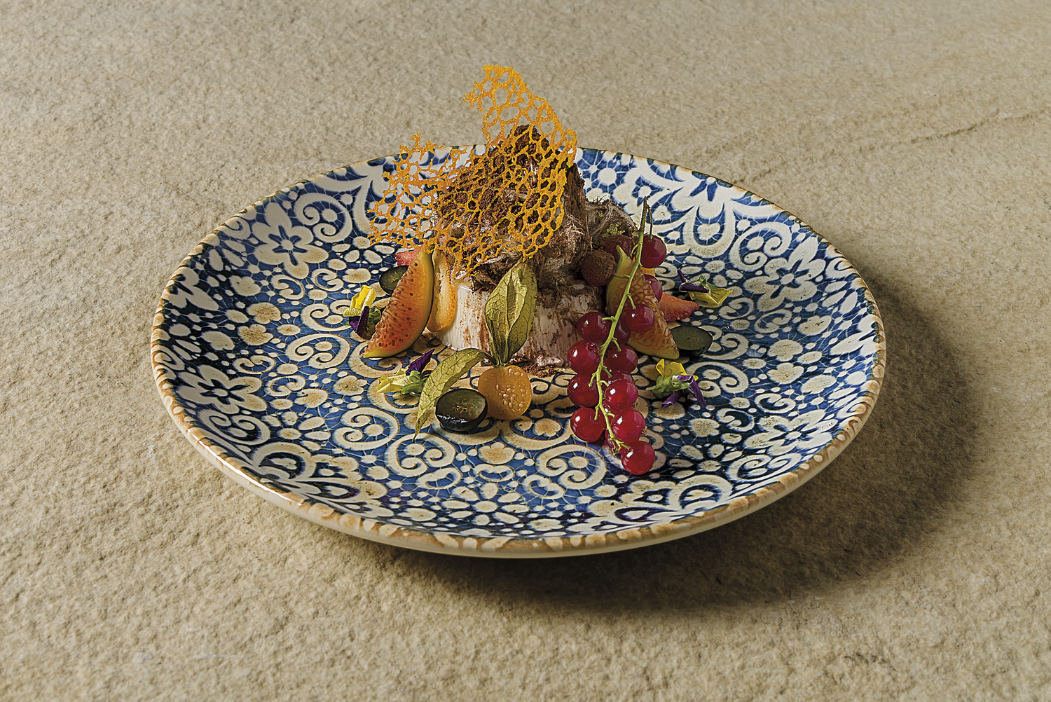 Bonna Alhambra Porcelain Flat Plate, 21 cm, Round, Oriental Vintage Design, Dishwasher and Microwave Safe, Set of 12 pieces