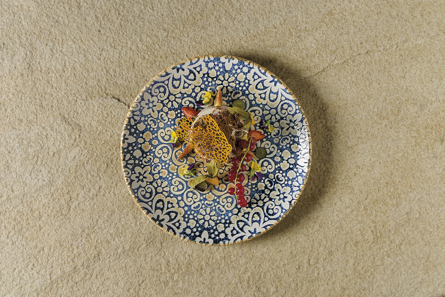 Bonna Alhambra Porcelain Flat Plate, 21 cm, Round, Oriental Vintage Design, Dishwasher and Microwave Safe, Set of 12 pieces