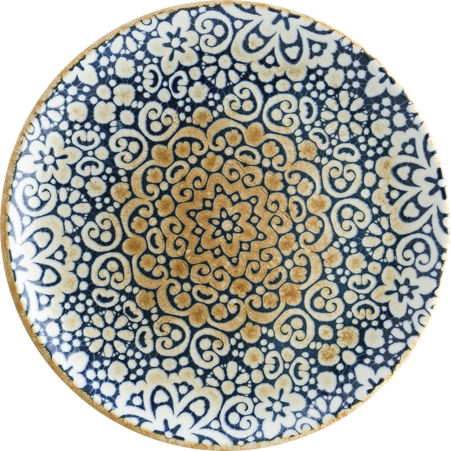 Bonna Table Roc Deutschland GmbH Flat plate Alhambra Teller flach Alhambra Flat plate Alhambra; 21 cm (Ø); blue/white/brown; round; 12 piece / pack Teller flach Alhambra; 21 cm (Ø); blau/weiß/braun; rund; 12 Stück / Pack Colored plate in a trendy vintage look with oriental pattern. Suitable for dishwasher and microwaveable. Farbiger Teller aus Porzellan im trendigen Vintage-Look, mit orientalischem Dekor. Ohne Fahne. Sieht aus wie handgefertigt. Spülmaschinengeeignet und mikrowellengeeignet.