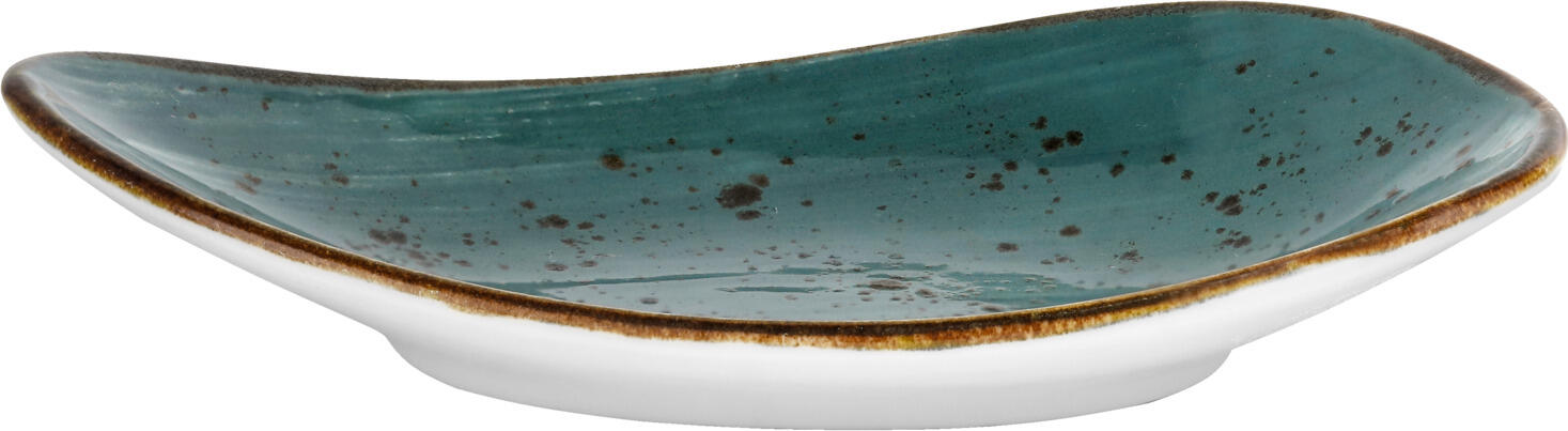 Set Platouri din Porțelan VEGA Nebro Organic, 6 piese, Albastru, Design Rustic cu Pete și Margine Maro, 17 x 10 cm, Compatibil cu Mașina de Spălat Vase și Cuptorul cu Microunde