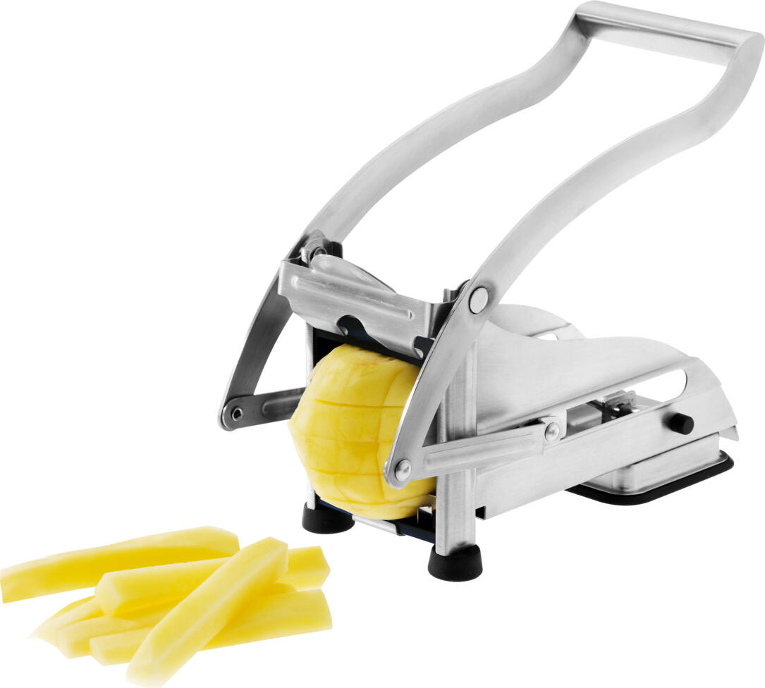 Westmark Westmark GmbH French fries cutter Fries Pommes-Frites-Schneider Fries French fries cutter Fries; 24.8x12.8x9.5 cm (WxHxD); silver Pommes-Frites-Schneider Fries; 24.8x12.8x9.5 cm (BxHxT); silber French fries cutter stainless steel 430 SS. Cutting of fruit and vegetables in stick form possible. Firm stand due to suction base. Supplied with three cutting grids for fries in different sizes: 12x12 cm / 10x10 cm / 9x9 cm. Only the body is suitable for dishwasher, the inserts are not. Pommes-frites-Schneider aus Edelstahl 430 SS. Schneiden von Obst und Gemüse in Stäbchenform möglich. Fester Stand durch Saugfuß. Lieferung mit drei Schneidgittern für Pommes frites in unterschiedlichen Größen: 12x12 / 10x10 / 9x9 cm. Nur der Körper ist spülmaschinengeeignet, die Einsätze nicht.