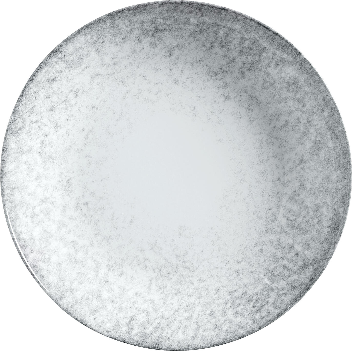 VEGA Aracaju Deep Plate Set of 6, Grey Colored Porcelain, Rimless Round Design, Digital Print, 22 cm Diameter, 600 ml Capacity, Microwave and Dishwasher Safe