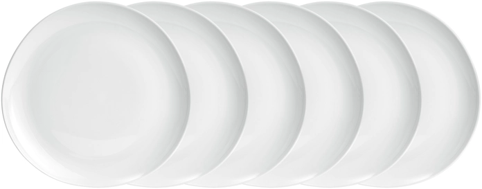 VEGA Ovalize Flat Porcelain Plates, White, Organic Round Shape, 27 cm Diameter, Dishwasher and Microwave Safe, Set of 6