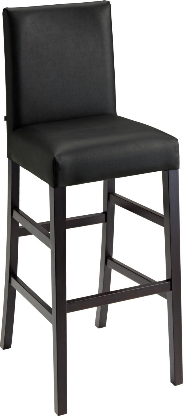 VEGA LUSINI Solutions GmbH Bar stool Havanna Barstuhl Havanna Bar stool Havanna; 44.5x49x113.5 cm (WxDxH); seat black, base wenge; 2 piece / pack Barstuhl Havanna; 44.5x49x113.5 cm (BxTxH); Sitz schwarz, Gestell wenge; 2 Stück / Pack High quality bar chair made of solid beech wood and padded imitation leather cover. Fire retardant cover. Only suitable for indoor use. Supplied assembled. Please order stainless steel kick plate separately. Hochwertiger Barstuhl aus massivem Buchenholz und gepolstertem Kunstlederbezug. Feuerhemmender Bezug. Nur für den Innenbereich geeignet. Lieferung erfolgt montiert. Trittschutz aus Edelstahl separat dazu bestellen.