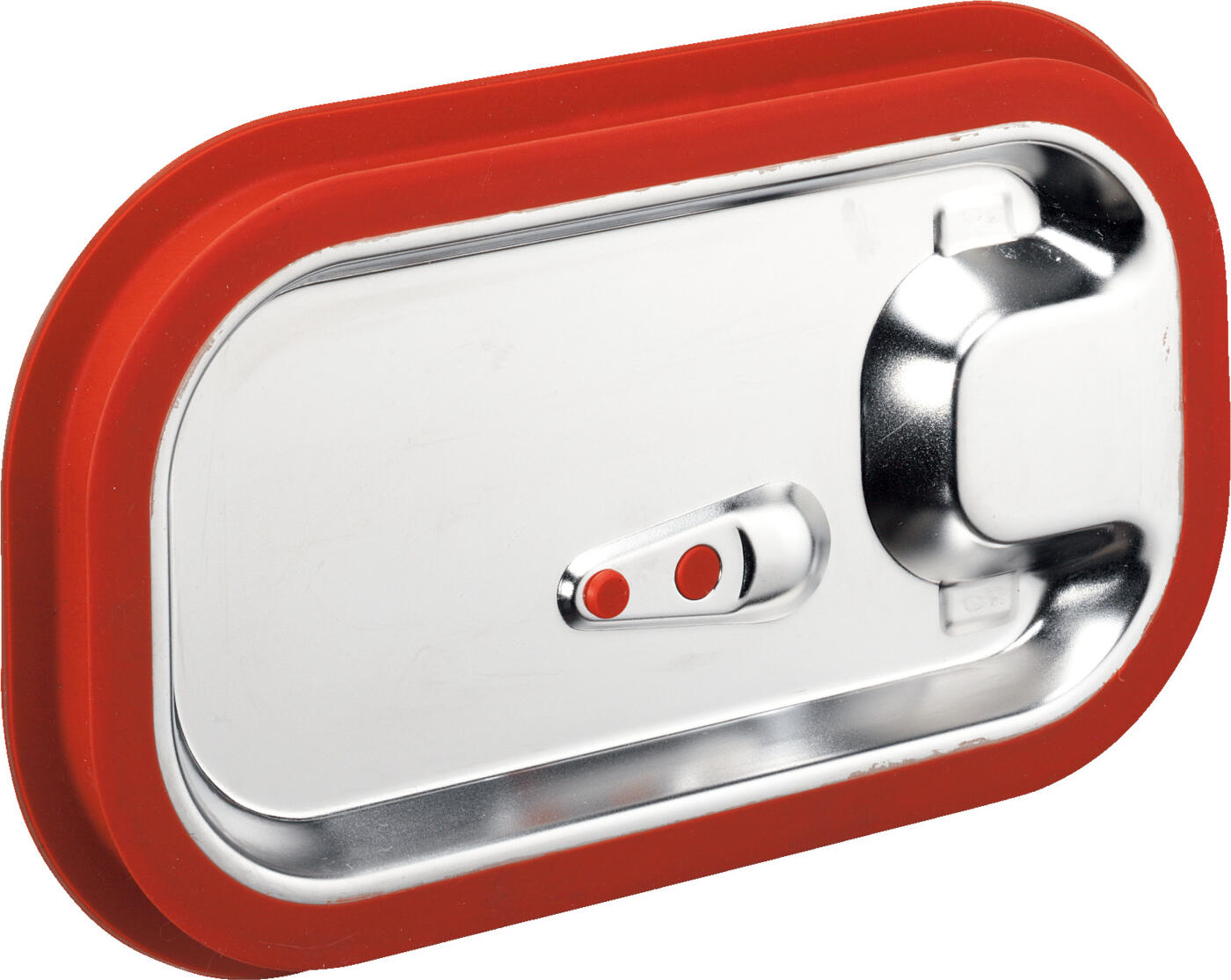 Pulsiva Basic GN Lid 1/4 Stainless Steel Airtight Hermetic Cover with Red Silicone Seal, Dishwasher Safe, Rustproof, Article 20070976, 26.5 x 16.2 cm
