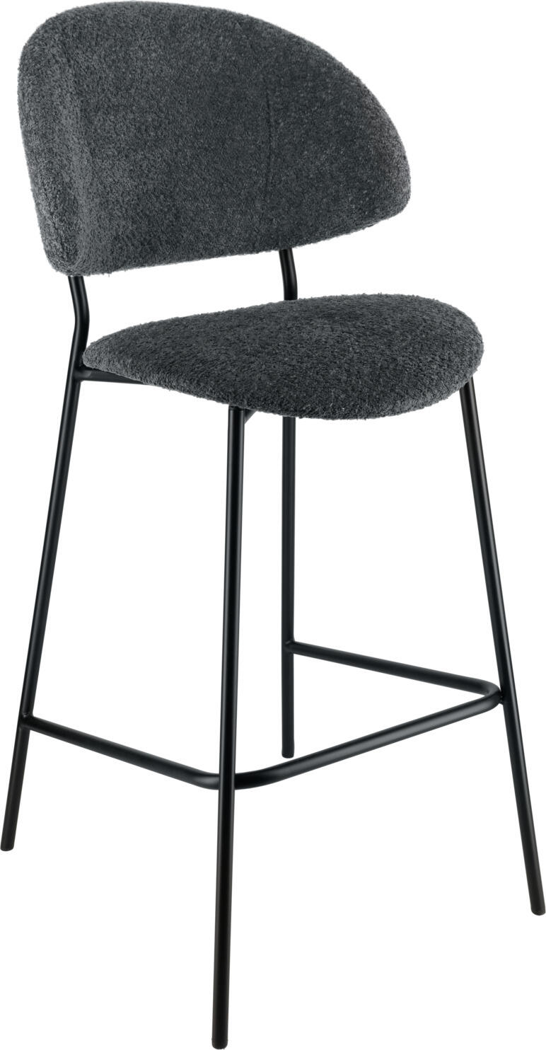 VEGA LUSINI Solutions GmbH Bar chair Lindo Bouclé Barstuhl Lindo Bouclé Bar chair Lindo Bouclé; 50.5x54.5x110 cm (WxDxH); seat black, base black Barstuhl Lindo Bouclé; 50.5x54.5x110 cm (BxTxH); Sitz schwarz, Gestell schwarz Bar chair with trendy bouclé fabric cover (100% polyester) and powder-coated steel frame. Suitable for indoor use only. Delivered assembled. Barstuhl im trendigem Bouclé-Stoffbezug (100 % Polyester) und pulverbeschichtetem Stahlgestell. Nur für den Innenbereich geeignet. Lieferung erfolgt montiert.
