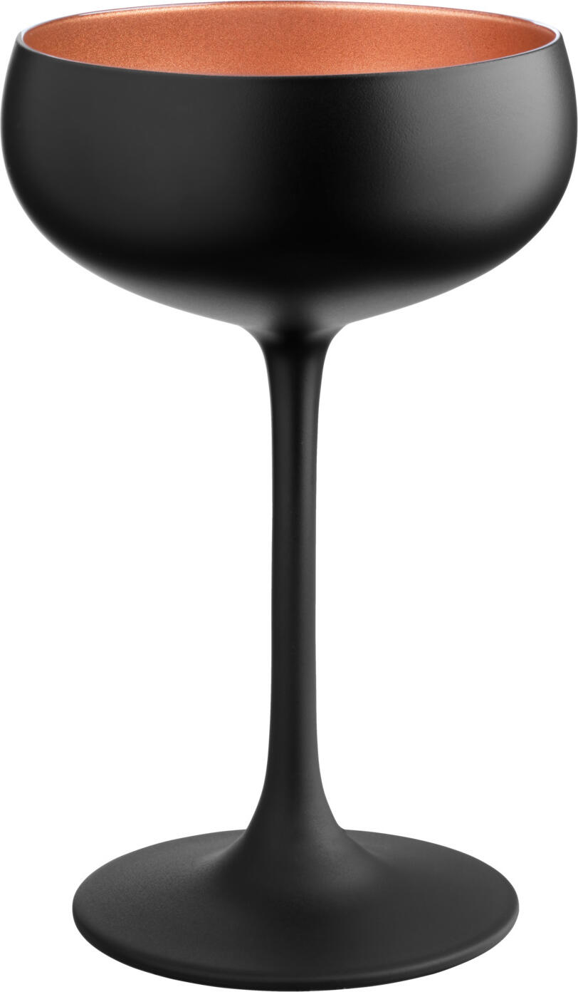 VEGA Joleen Water Drinking Glasses, 220ml Lacquered Crystal Glass, Black Exterior with Copper Interior, 151mm Height, 90mm Diameter, Dishwasher Safe