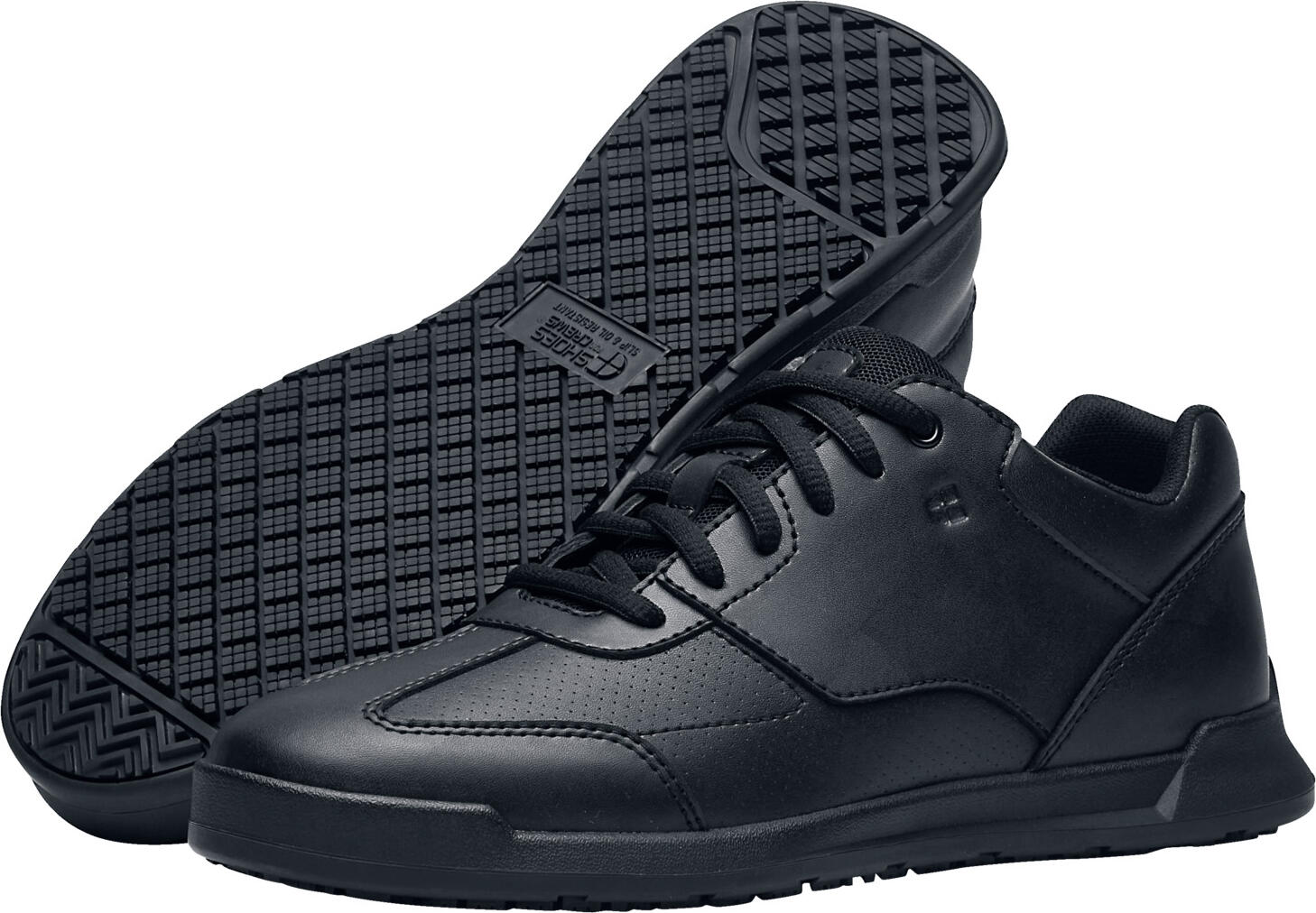 Incaltaminte de lucru Shoes For Crews Liberty, Piele Vegana Hidrofoba, Talpa Anti-alunecare SVC Might Grip cu TRIPGUARD, Rezistente la Ulei si Grasimi, Negru, Marime EU 42