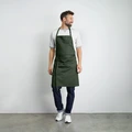 Jobeline Nando Bib Apron, 88x100 cm, Dark Olive, 65% Polyester 35% Cotton, Two-Section Front Pocket, Adjustable Neckband, OEKO-TEX Standard 100