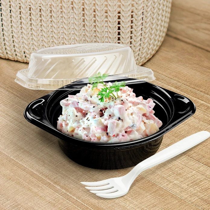 Capace WIMEX Reware Brunch, Set de 12 piese, Capacete Rotunde Transparente din Polipropilenă pentru Boluri Reutilizabile, Diametru 16.2 cm, Microwave Safe