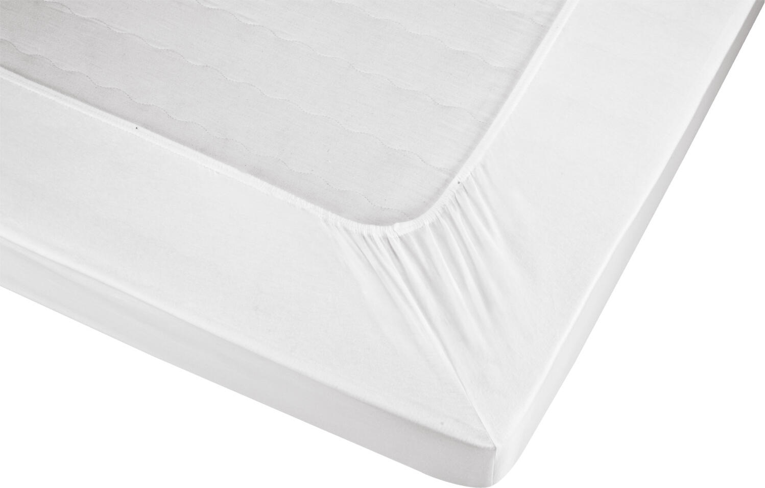 Set de 10 lenjarii elastice PULSIVA Portland Jersey, 100% bumbac, 90-100 x 200 x 27 cm, Alb, cu elastic circumferintal, OEKO-TEX Standard 100