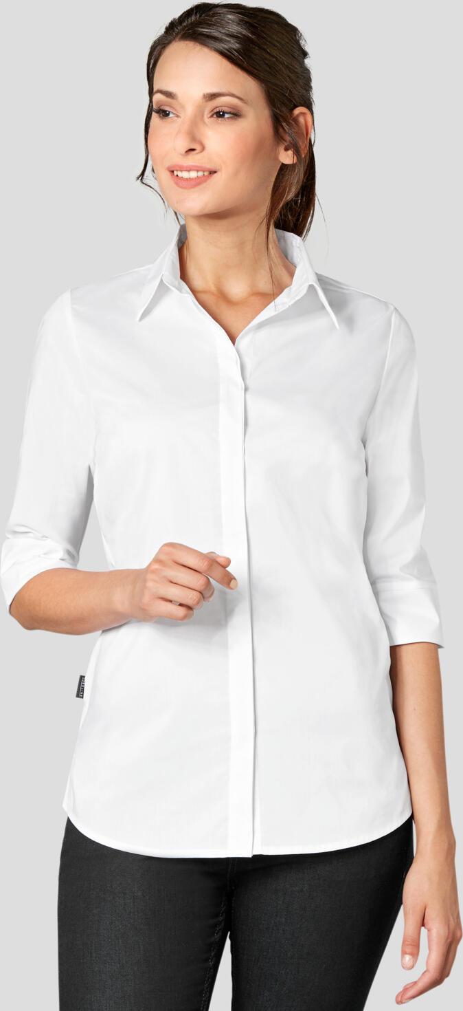Jobeline Fiore Women's Blouse, Three-Quarter Sleeve, Regular Fit, Cotton-Polyester Blend, Concealed Button Placket, V-Neck, OEKO-TEX Certified