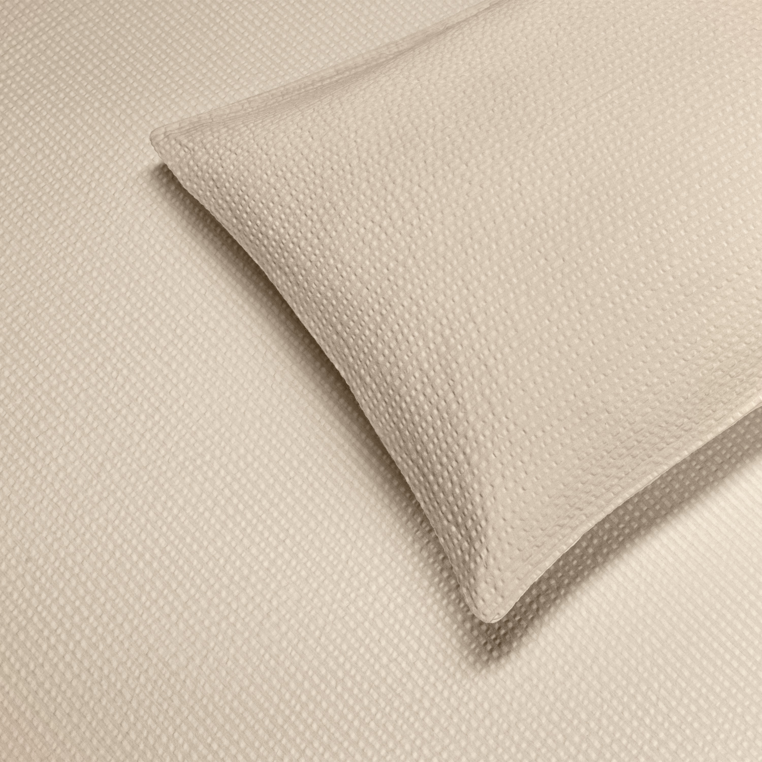 ERWIN M. LUSINI Solutions GmbH Avellino Pillow Cover, 100% Cotton Woven Seersucker, 80 x 80 cm, Beige, Non-Iron, Breathable, OEKO-TEX Standard 100