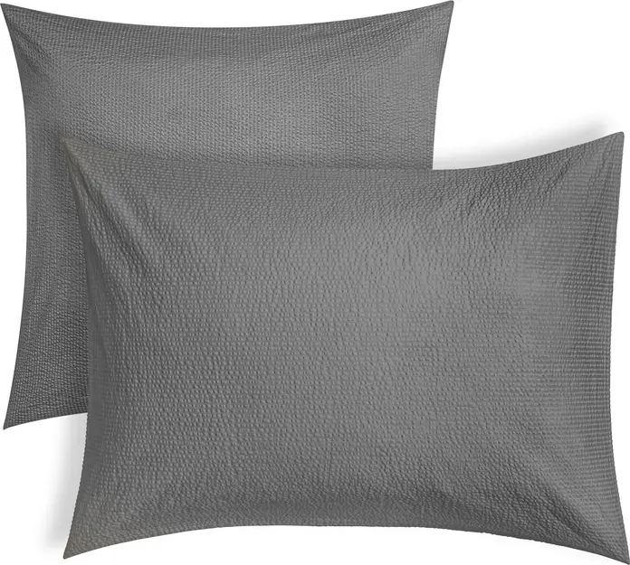 Fața de pernă Erwin M. Lusini Avellino, 100% bumbac seersucker, 80x80 cm, Gri, Fără Călcat, Respirabilă, Standard OEKO-TEX 100