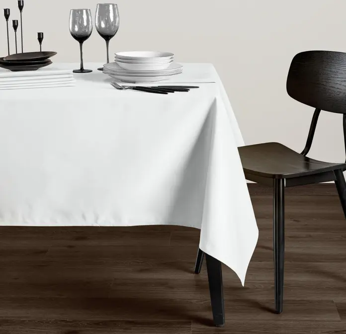 Erwin M. Lusini Palermo Tablecloth Set of 10, 100% Cotton Full-Twist Damask, Rectangular 130 x 280 cm, White, OEKO-TEX Certified, Durable and Bleach Resistant