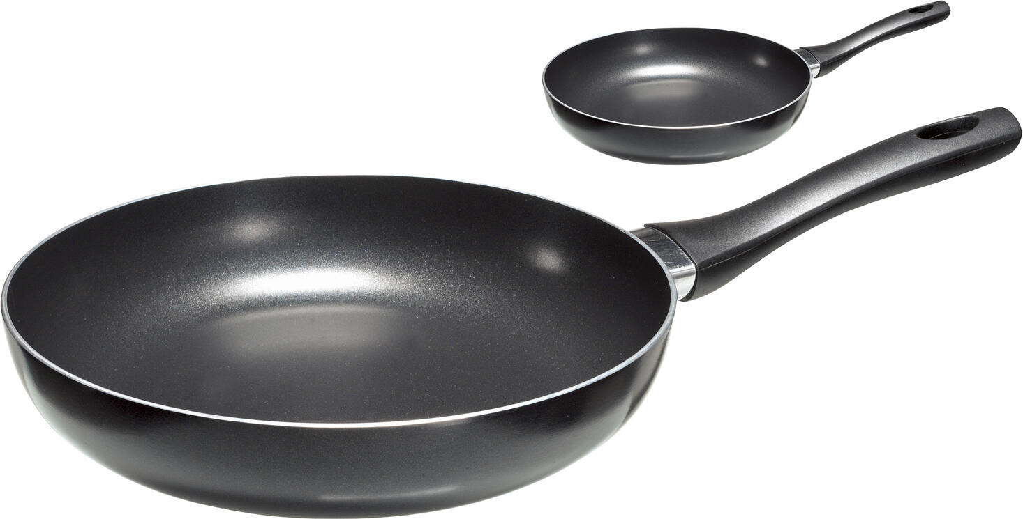 PULSIVA Smart Non-Stick Aluminum Frying Pan Set of 2, 20 cm Diameter, Grey Anthracite, Double Non-Stick Coating, All Stoves Compatible