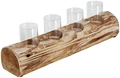 Suport de lumânari Vega Akima, Lemn și Sticlă, Maro, Set de 4 cilindri de sticlă pentru lumânări tealight, 48 x 10 x 10.7 cm
