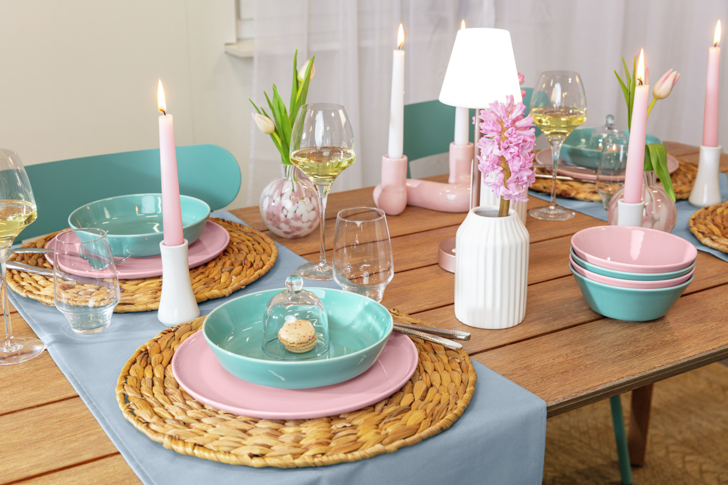 VEGA Alegria Porcelain Bowls, 350 ml, 15 cm Diameter, Turquoise, Microwave and Dishwasher Safe, Set of 6