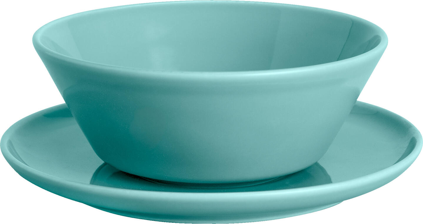 VEGA Alegria Porcelain Bowls, 350 ml, 15 cm Diameter, Turquoise, Microwave and Dishwasher Safe, Set of 6