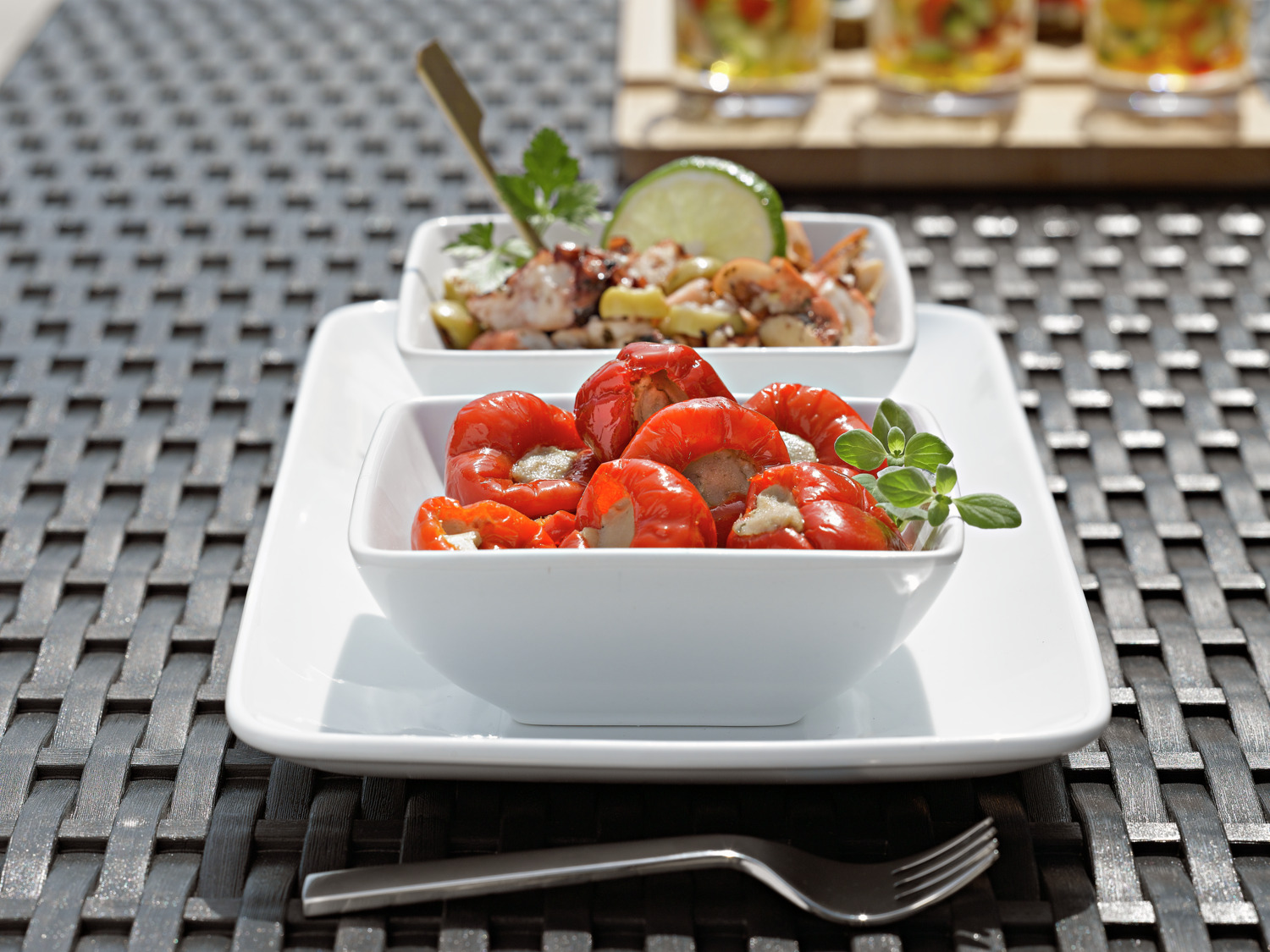 VEGA Damaskus Rectangular Porcelain Serving Platter, White High-Gloss Mirror Surface, 29.5 x 16 x 2.7 cm, Set of 4 Pieces