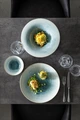 Set de 6 piese Farfurii Plate VEGA Neptun, Porțelan, 16.5 cm, Albastru cu Imprimare Digitală, Sigure pentru Mașina de Spălat Vase și Cuptorul cu Microunde, Rotunde fără Margine