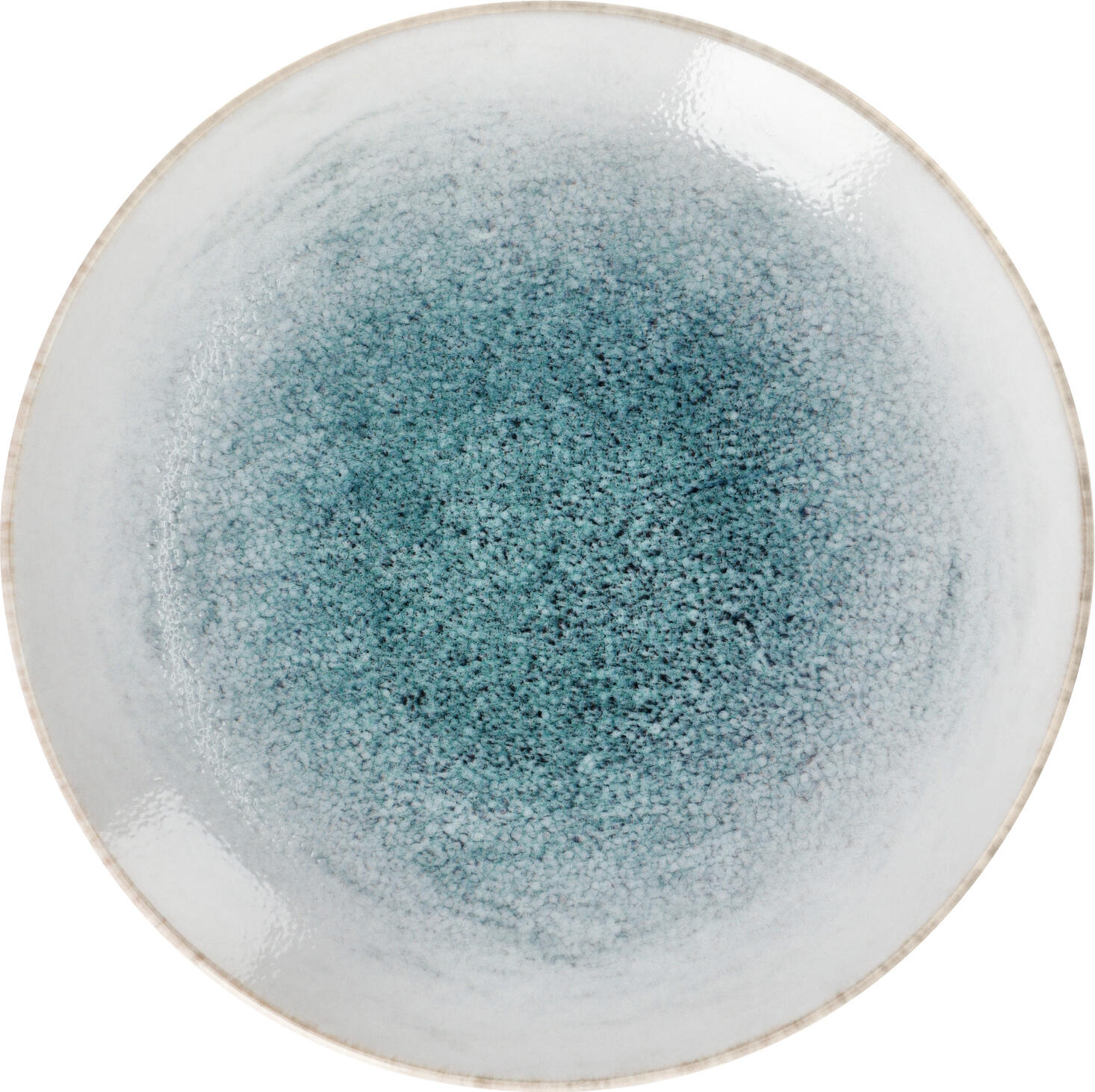 VEGA Neptun Porcelain Flat Plate Set of 6, 24.5 cm Round Blue Plates with Digital Printing, Dishwasher and Microwave Safe