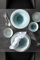 VEGA Neptun Flat Plate Set of 6, 20.5 cm Round Porcelain Dinner Plates, Blue Digital Print, Dishwasher and Microwave Safe