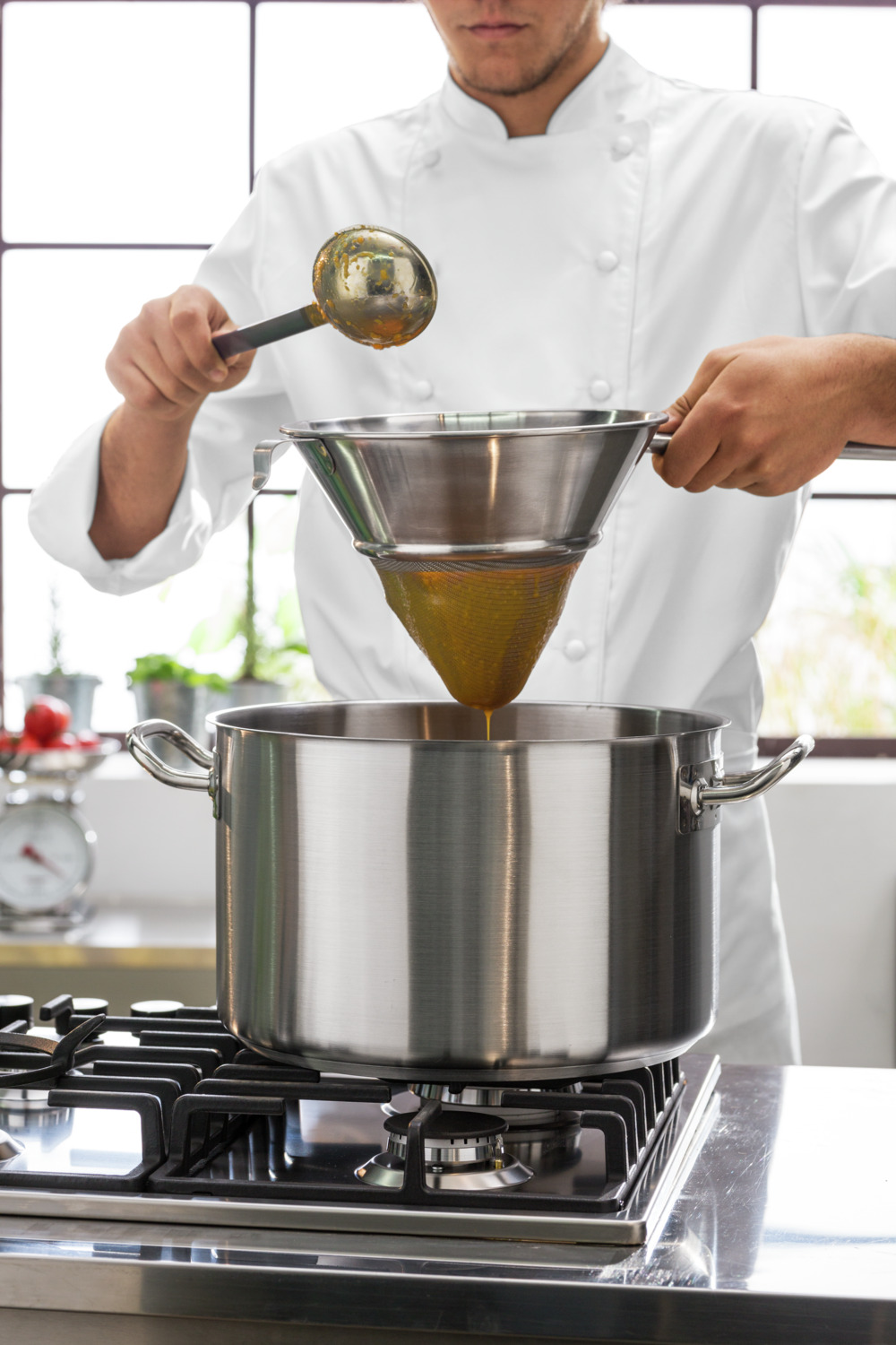 WEIS Annato Conical Gauze Sieve, 24 cm, 18/10 Chrome-Nickel Stainless Steel, High-Gloss Polished Fine Mesh Strainer for Catering and HORECA