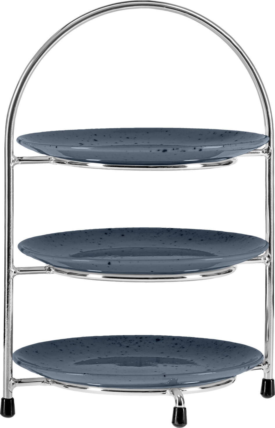 VEGA Alessia Porcelain Flat Plates, Grey with Irregular Speckles, Round, 16 cm, Dishwasher and Microwave Safe, Set of 6