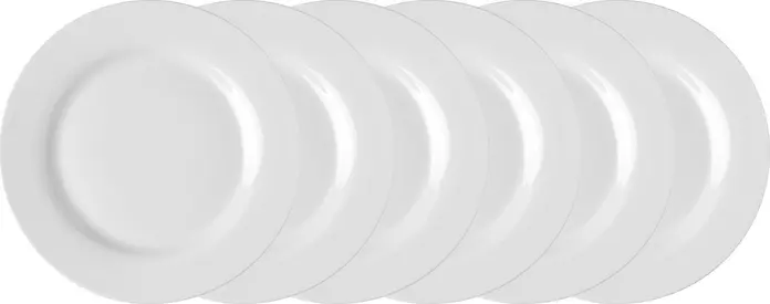 PULSIVA Plate Eco flat White Porcelain Round Dinner Plates, 27 cm, Dishwasher and Microwave Safe, Set of 6
