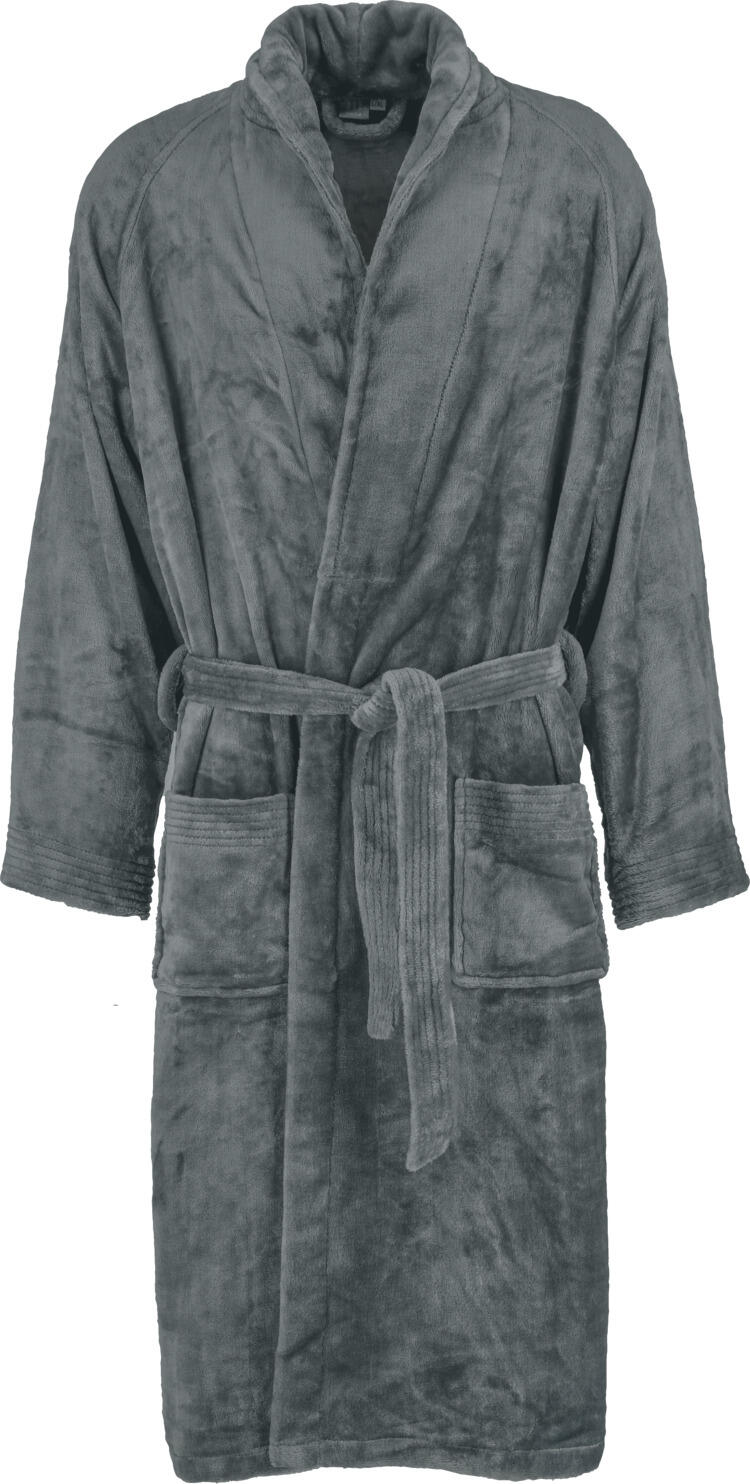 ERWIN M. LUSINI Solutions GmbH Bathrobe Miron Bademantel Miron Bathrobe Miron; Size S/M; grey Bademantel Miron; Kleidergröße S/M; grau 100% polyester. Weight approx. 320 g/m². Soft microfiber bathrobe in modern raglan cut with shawl collar and practical patch pockets. Super fast drying and very light wearing comfort. Delivery incl. bathrobe belt. 100 % Polyester. Gewicht ca. 320 g/m². Weicher Microfaser-Bademantel in modernem Raglanschnitt mit Schalkragen und praktischen, aufgesetzten Taschen. Super schnell trocknend und sehr leichter Tragekomfort. Lieferung inkl. Bademantelgürtel.