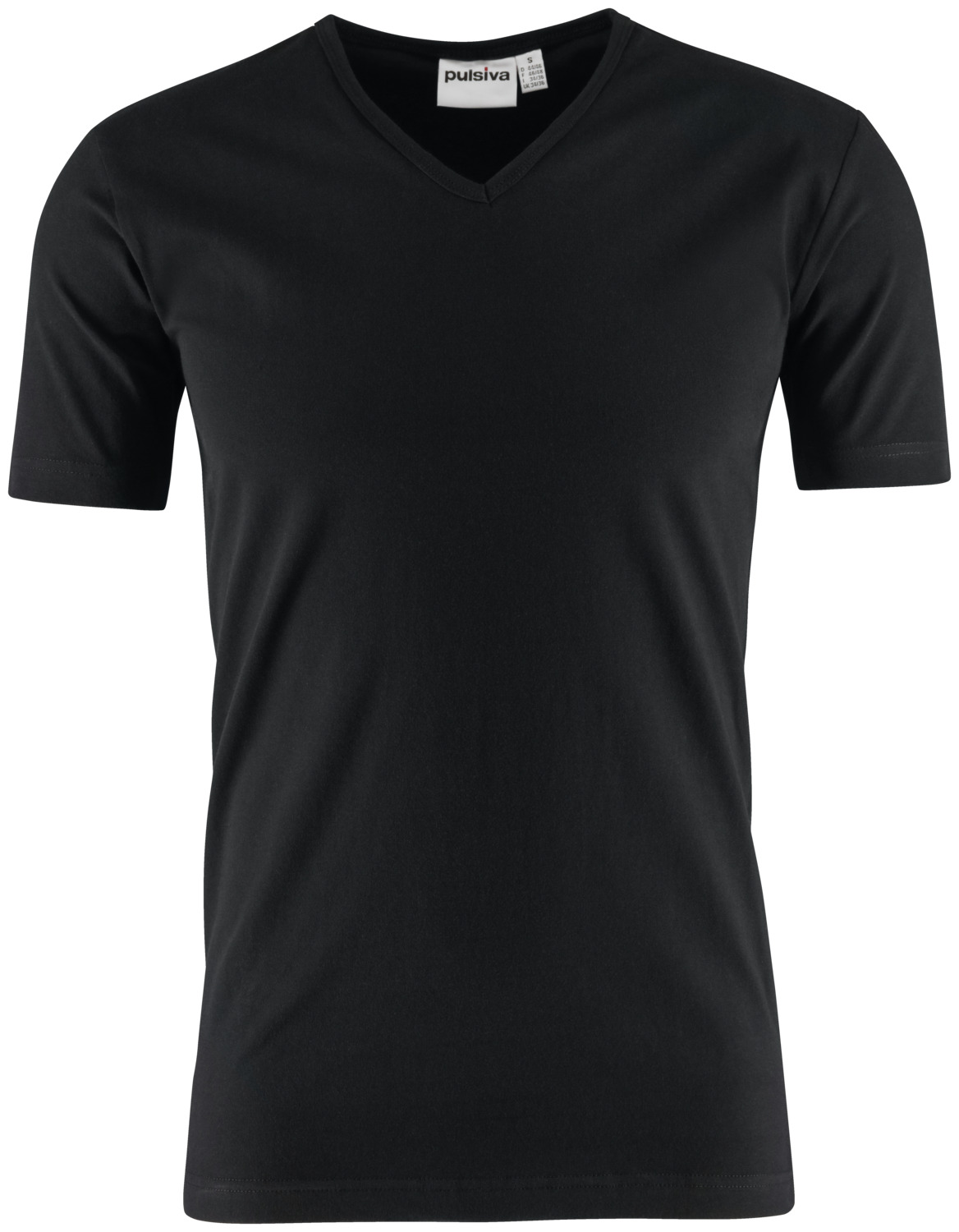 PULSIVA LUSINI Solutions GmbH Men's T-shirt Double-V Herren T-Shirt Double-V Men's T-shirt Double-V; Size S; black; 2 piece / pack Herren T-Shirt Double-V; Kleidergröße S; schwarz; 2 Stück / Pack 95 % cotton , 5 % spandex. 40 °C gentle wash. Fashionable men's T-shirt with V-neck made of high-quality cotton jersey in a pack of 2. The high stretch content ensures maximum wearing comfort. Strongly waisted and body-hugging cut. Delivery: pack of 2. Back length: 71 cm for size M. 95 % Baumwolle , 5 % Elasthan. 40°-Wäsche. Modisches Herren-T-Shirt mit V-Ausschnitt aus hochwertigem Baumwolljersey im Doppelpack. Der hohe Stretchanteil sorgt für höchsten Tragekomfort. Stark tailliert und körperbetont geschnitten. Lieferung: Doppelpack Rückenlänge: 71 cm in Gr M