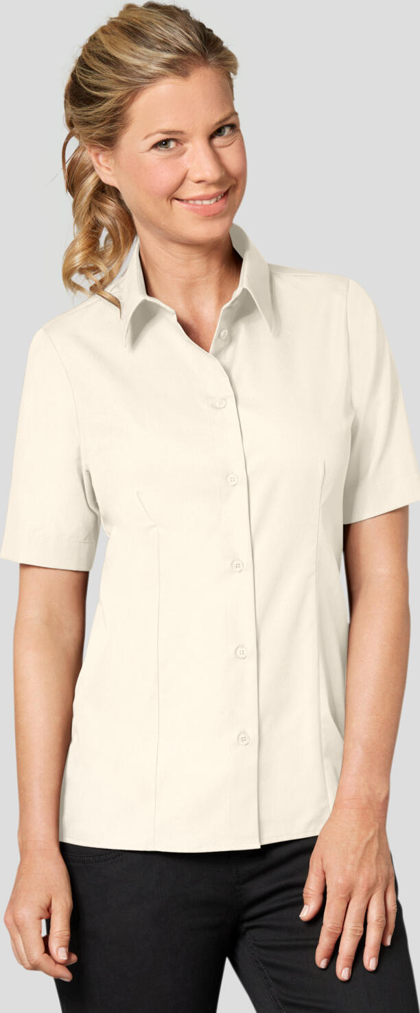 Bluza pentru femei JOBELINE Filipa, 100% bumbac, maneca scurta, croiala ajustata, guler camasa, OEKO-TEX Standard 100, alb crem