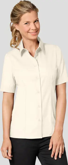 Bluza pentru femei JOBELINE Filipa, 100% bumbac, maneca scurta, croiala ajustata, guler camasa, OEKO-TEX Standard 100, alb crem