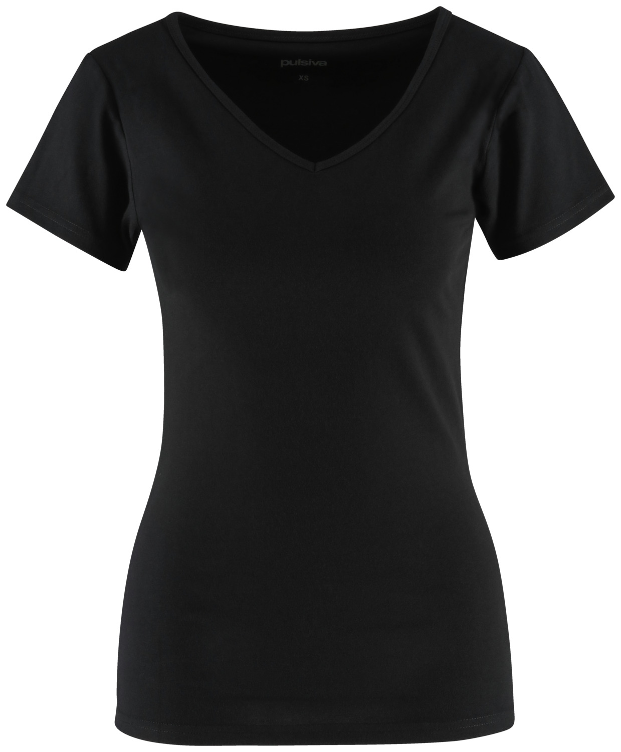 PULSIVA LUSINI Solutions GmbH Women's T-shirt Double-V Damen T-Shirt Double-V Women's T-shirt Double-V; Size XS; black; 2 piece / pack Damen T-Shirt Double-V; Kleidergröße XS; schwarz; 2 Stück / Pack 95 % cotton , 5 % spandex. 40 °C gentle wash. Fashionable women's T-shirt with V-neck made of high-quality cotton jersey in a pack of 2. The high stretch content ensures maximum wearing comfort. Strongly waisted and body-hugging cut. Delivery: pack of 2. Back length: 65 cm for size S. 95 % Baumwolle , 5 % Elasthan. 40°-Wäsche. Modisches Damen-T-Shirt mit V-Ausschnitt aus hochwertigem Baumwolljersey im Doppelpack. Der hohe Stretchanteil sorgt für höchsten Tragekomfort. Stark tailliert und körperbetont geschnitten. Lieferung: Doppelpack Rückenlänge: 65 cm in Gr S