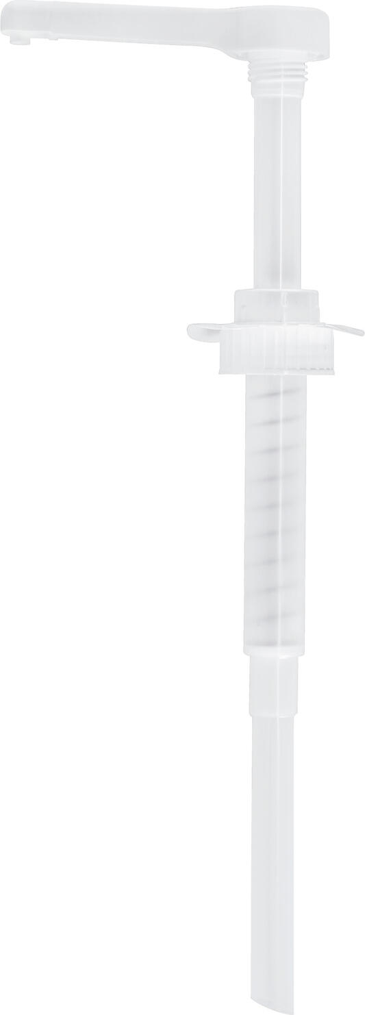 V-Touch LUSINI Solutions GmbH Dosing pump for 5 litre canisters Dosierpumpe für 5 Liter Kanister Dosing pump for 5 litre canisters; white Dosierpumpe für 5 Liter Kanister; weiß Practical pump for 5 litre plastic canisters. Easy dispensing and dosing of liquids and gels. Scope of delivery: 1 dosing pump, 24 ml per pump stroke incl. riser tube. Praktische Pumpe für 5 L Kanister  aus Kunststoff. Einfache Entnahme und Dosierung von Flüssigkeiten und Gel. Lieferumfang: 1 Stück Dosier-Entnahmepumpe,  24 ml je Pumpenhub inkl. Steigrohr.