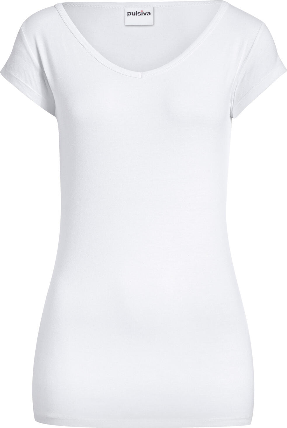 PULSIVA LUSINI Solutions GmbH Women's T-shirt Double-V Damen T-Shirt Double-V Women's T-shirt Double-V; Size 2XL; white; 2 piece / pack Damen T-Shirt Double-V; Kleidergröße 2XL; weiß; 2 Stück / Pack 95 % cotton , 5 % spandex. 40 °C gentle wash. Fashionable women's T-shirt with V-neck made of high-quality cotton jersey in a pack of 2. The high stretch content ensures maximum wearing comfort. Strongly waisted and body-hugging cut. Delivery: pack of 2. Back length: 65 cm for size S. 95 % Baumwolle , 5 % Elasthan. 40°-Wäsche. Modisches Damen-T-Shirt mit V-Ausschnitt aus hochwertigem Baumwolljersey im Doppelpack. Der hohe Stretchanteil sorgt für höchsten Tragekomfort. Stark tailliert und körperbetont geschnitten. Lieferung: Doppelpack Rückenlänge: 65 cm in Gr S