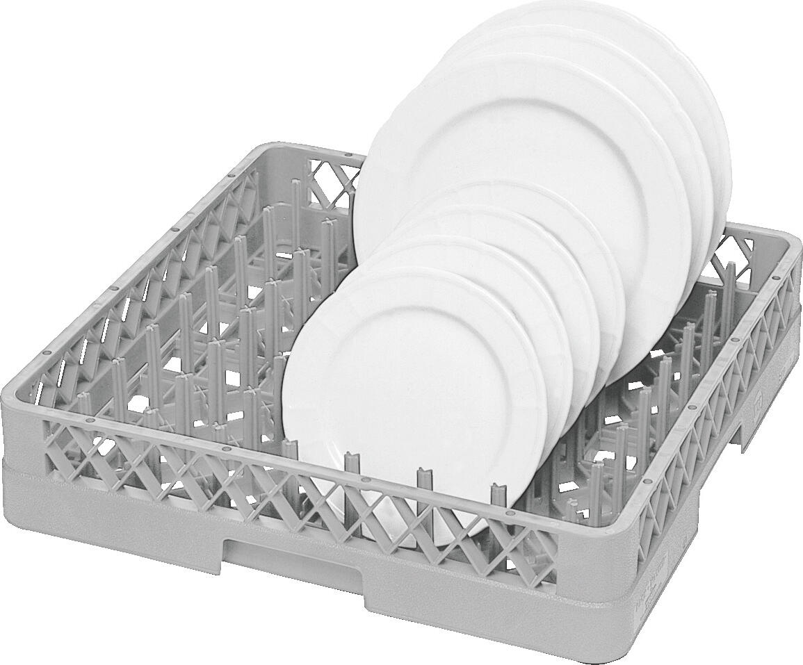 Pulsiva Closed Plate Washing Basket 20070084, Polypropylene, Grey, 50x50x10 cm, Reinforced Base, Recessed Grips, for Commercial Dishwashers