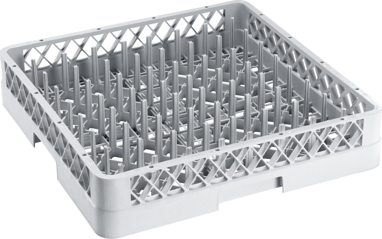 PULSIVA LUSINI Solutions GmbH Plate washing basket closed Tellerspülkorb geschlossen Plate washing basket closed; 50x50x10 cm (WxDxH); grey Tellerspülkorb geschlossen; 50x50x10 cm (BxTxH); grau Very sturdy polypropylene dishwasher baskets, suitable for all commercial dishwashers. External dimensions: 50x50 cm. Reinforced base for heavy weights and equipped with recessed grips. Stacking lugs facilitate safe stacking. Calculation table for dishwasher basket sizes in the downloads. Sehr stabile Spülkörbe aus Polypropylen, passend für alle gewerblichen Spülmaschinen. Außenmaße: 50x50 cm. Verstärkter Boden für große Gewichte und mit Griffmulden ausgestattet. Stapelnocken erleichtern das sichere Stapeln. Berechnungstabelle für Spülkorbgrößen in den Downloads.