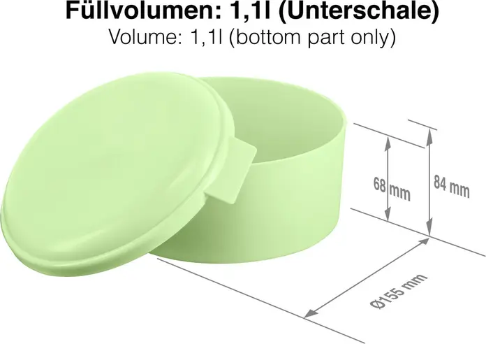 Bol Reutilizabil elasto REuse Aso, 1100 ml, Diametru 15.9 cm, Verde, Polipropilenă Reciclabila fără BPA, Sigur pentru Cuptorul cu Microunde si Spalatul in Masina, Set de 25 piese