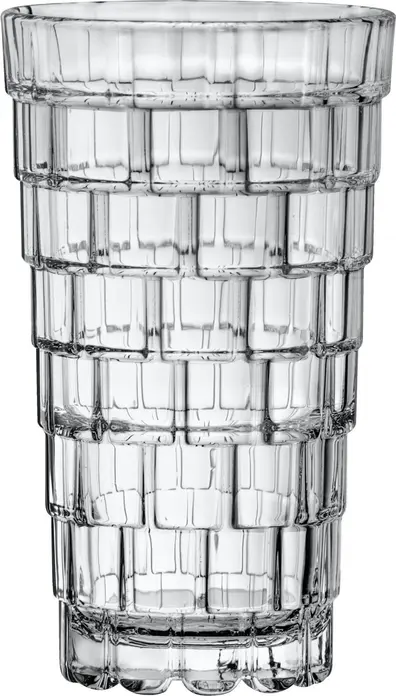 RCR Stack Long Drink Crystal Glasses, 390ml, Stackable Design with Anti-Limescale Drain System, Transparent, Set of 6