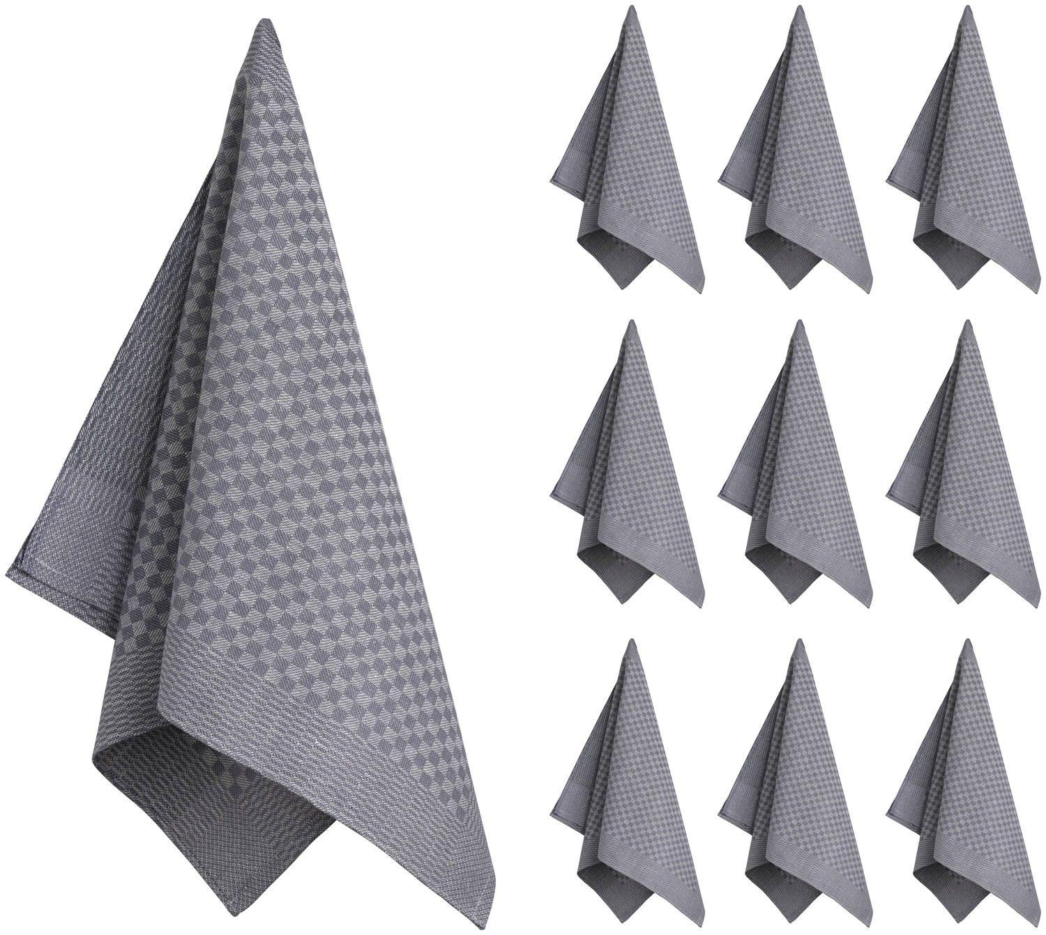 ERWIN M. LUSINI London Tea Towels, Anthracite, 100% Cotton Kitchen Towels, 46 x 90 cm, Woven Check Pattern, Absorbent and Durable, Set of 10 Pieces