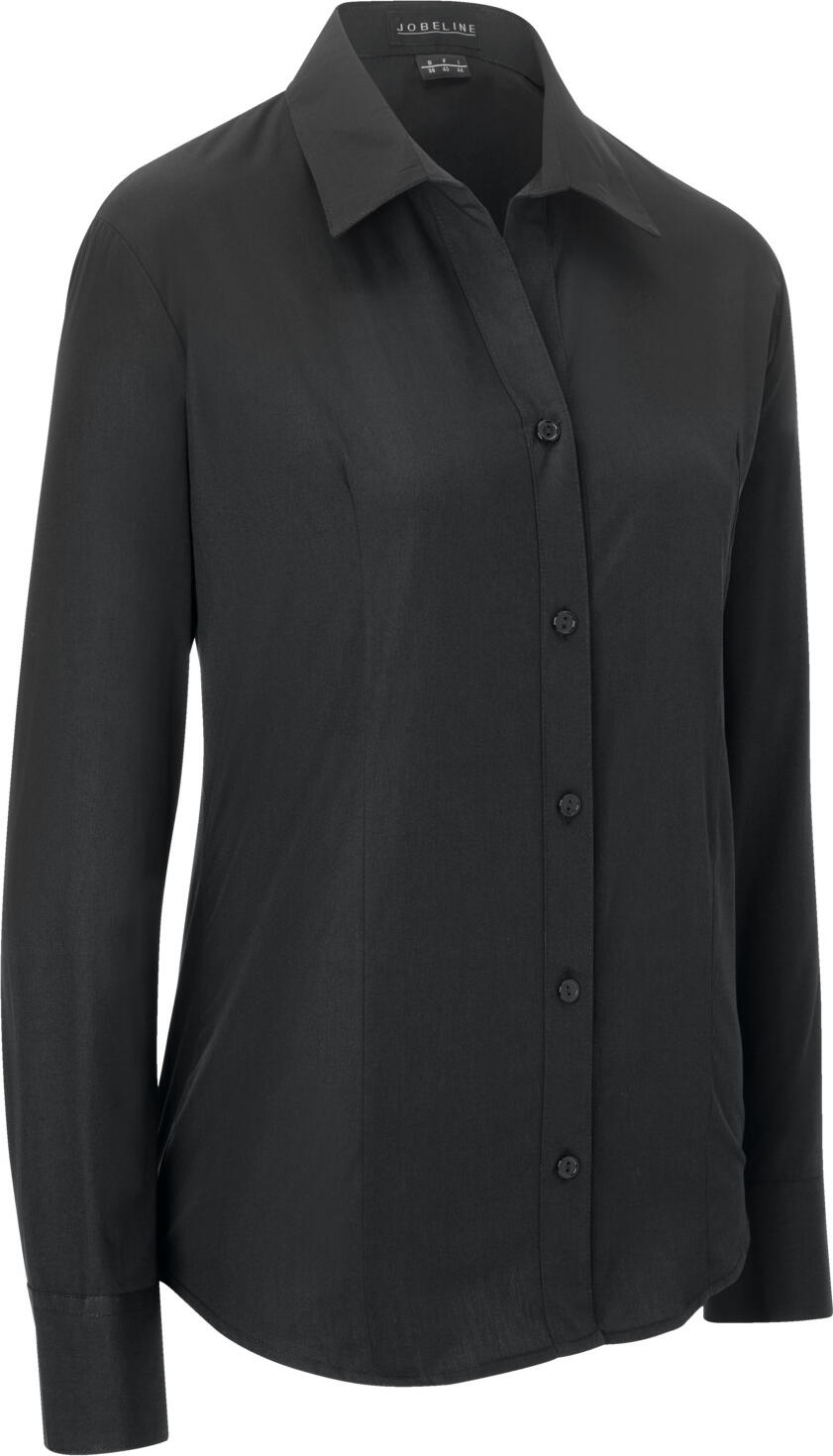 Jobeline Tabea Women's Long-Sleeved Blouse, Black, Size 36, 65% Polyester 35% Cotton, Regular Fit, Easy-Iron, Rounded Hem, Extra-Long Back