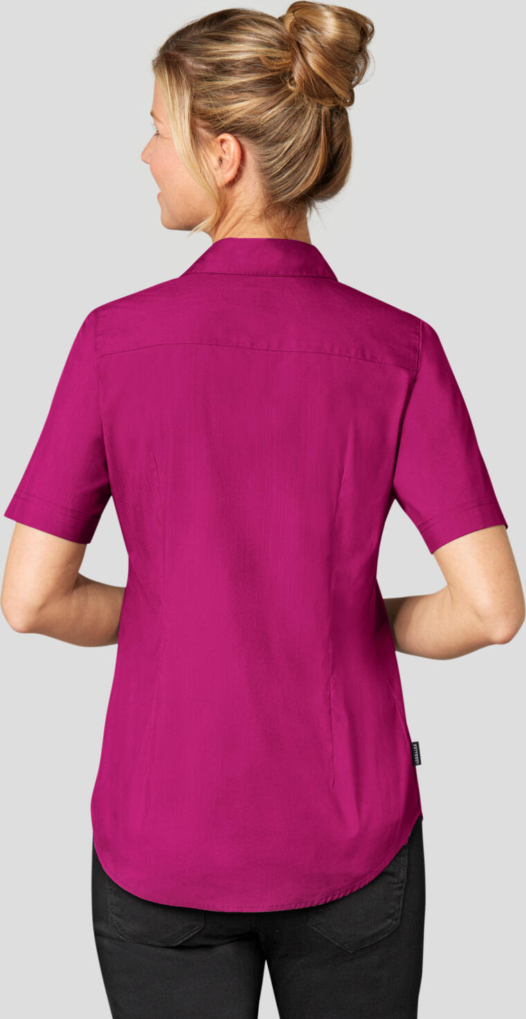 Jobeline Mik Women's Blouse, Short Sleeve Tailored Cut with Chest Pocket, Easy Iron Cotton Polyester Blend