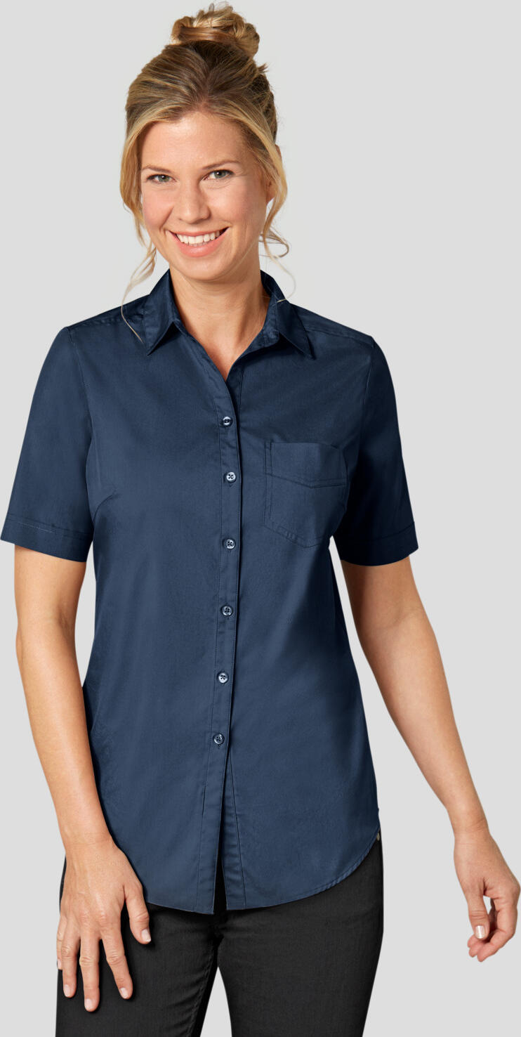 Jobeline Mik Women's Blouse, Half Sleeve, Tailored Cut with Chest Pocket, 65% Cotton 35% Polyester, Easy Iron, 68 cm Back Length