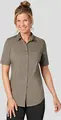 Jobeline Mik Women's Blouse, Short Sleeve Tailored Fit, Chest Pocket, 65% Cotton 35% Polyester, Easy Iron, Taupe