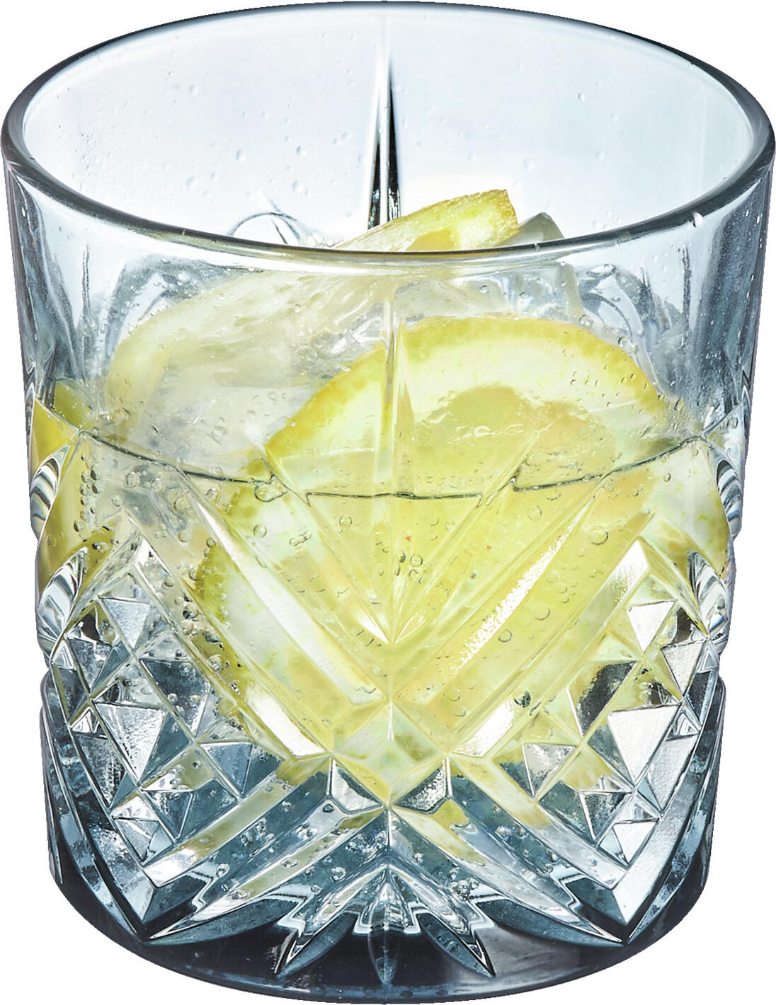 Set de 6 pahare pentru whisky Arcoroc Broadway, 300ml Sticla Cristalim Albastru, Design Modern cu Relief, Robuste si Rezistente la Masina de Spalat