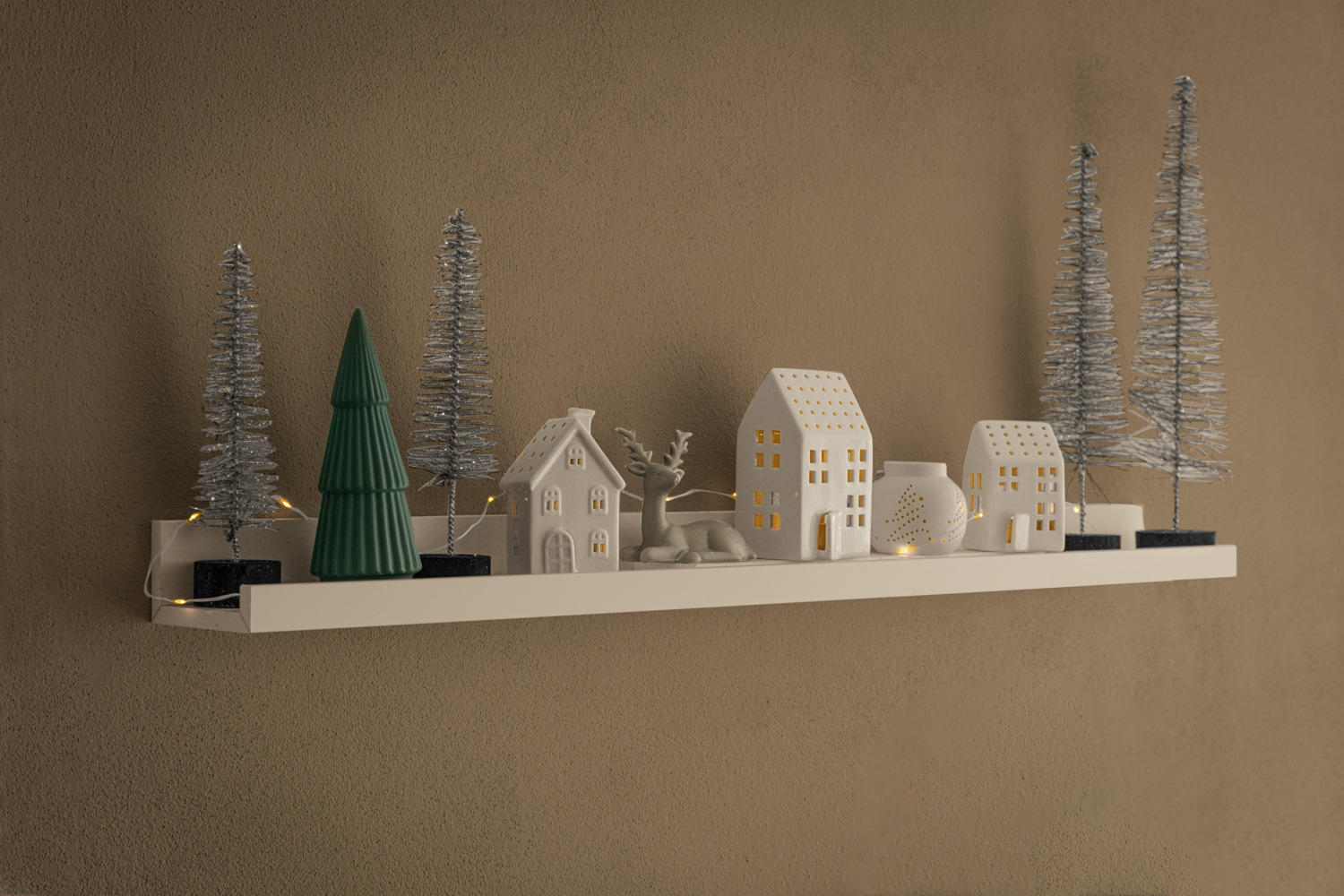 Vega Sakura Mini Porcelain Lantern Set of 2, White Decorative Candle Holder with Christmas Tree Pattern, 9.2cm x 8cm