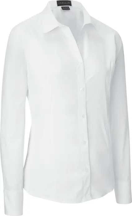 Jobeline Tabea Women's Long-Sleeved Blouse, Size 34, 65% Polyester 35% Cotton, Regular Fit, Easy-Iron, Rounded Hem, Extra-Long Back